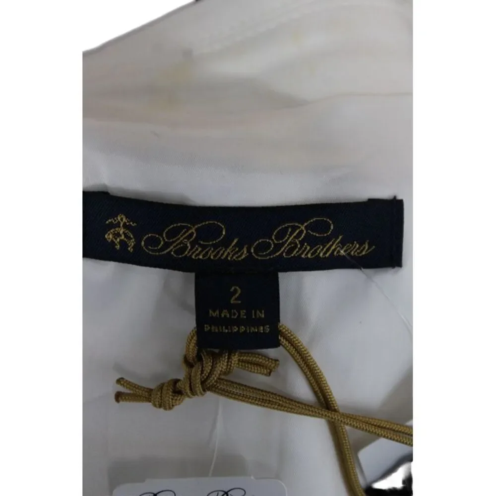 Brooks Brothers Womens Basic Jacket White Cotton Blend Long Sleeve Size 2
